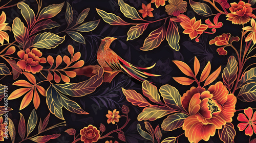 A bird is perched on a leafy green plant