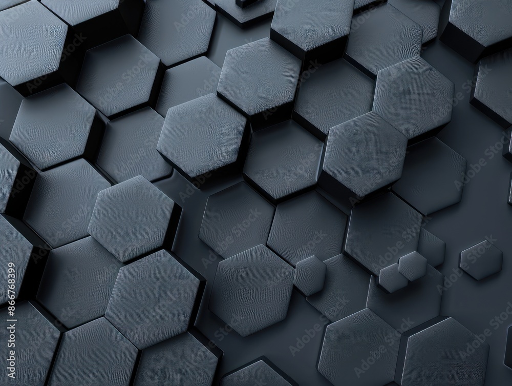 Abstract 3d black hexagons background pattern. AI generated image Abstract 3d black hexagons background pattern. AI generated image