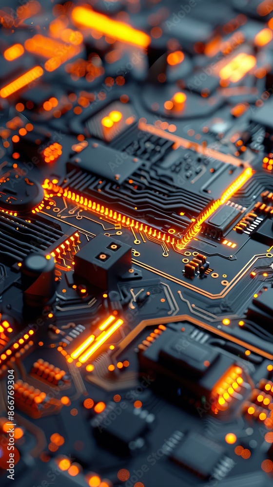 Microchip close-up with beautiful light. Puce lectronique, processeur en gros plan avec une belle lumi re. AI generated illustration Microchip close-up with beautiful light. Puce lectronique, processeur en gros plan avec une belle lumi re. AI generated illustration