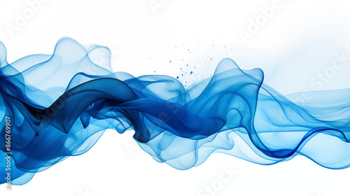 Blue Paint Fluid Flowing on White Background, Abstract Image, Texture, Pattern Background, Wallpaper, Background, Cell Phone Cover and Screen, Smartphone, Computer, Laptop, 9:16 and 16:9 Format - PNG