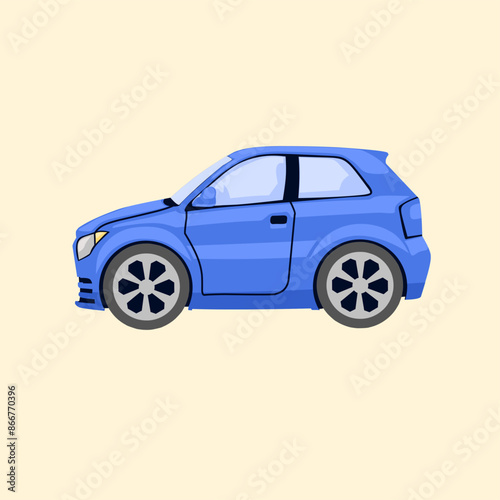 A blue car illustration vector on light background