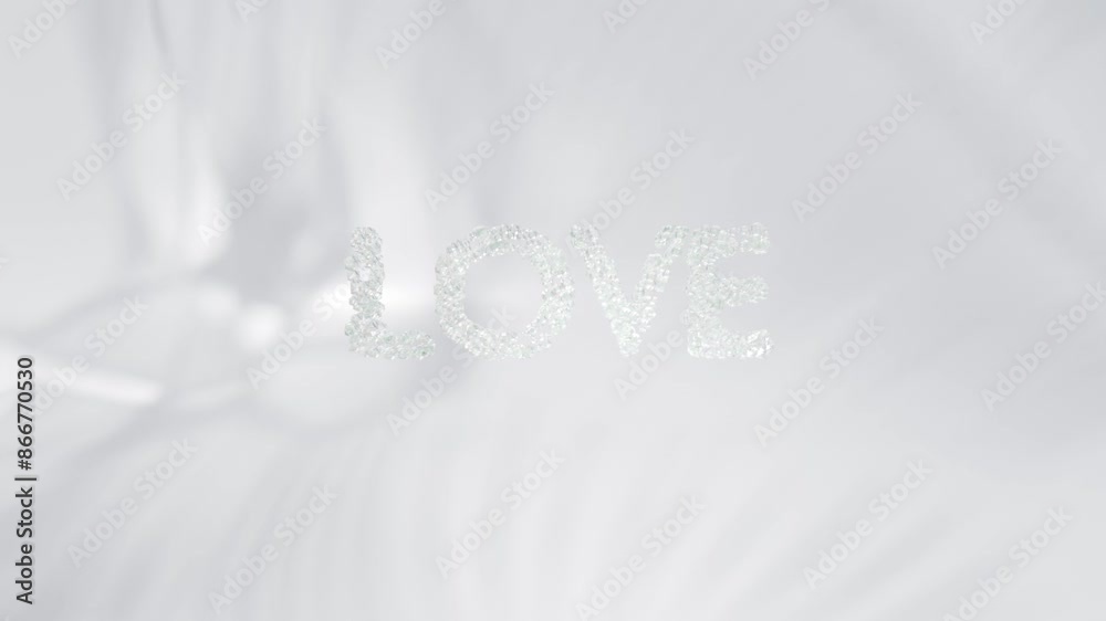 Abstract background of sparkling crystals on a white background collects text. Diamond lettering, loop 3d animation Abstract background of sparkling crystals on a white background collects text. Diamond lettering, loop 3d animation