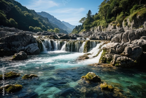 Sochi, Russia, the waterfall, a natural attraction., generative IA