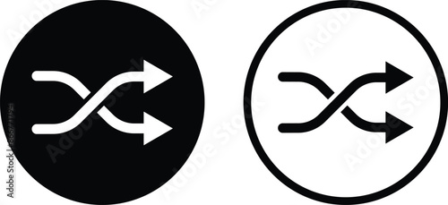 Shuffle icon set in two styles . Arrow shuffle icon . Vector illustration