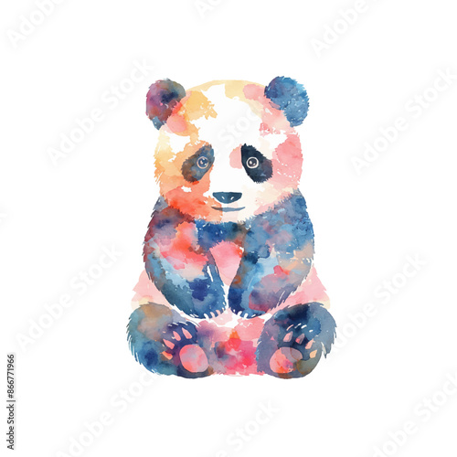 abstract color silhouette of panda vector illustration in watercolor style