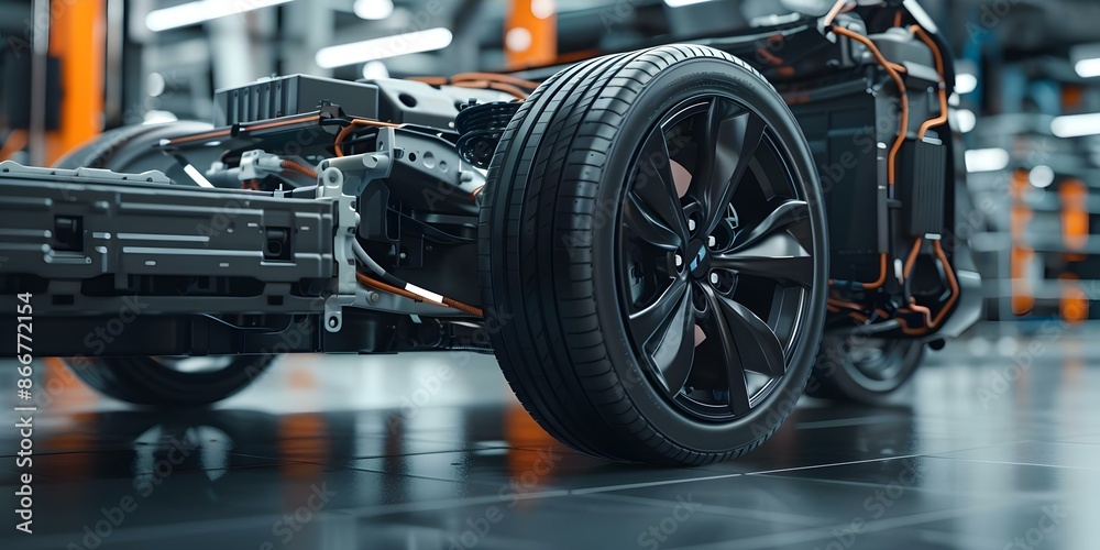 Fototapeta premium Identifying and addressing electric vehicle battery overheating risks and solutions. Concept Battery Safety, Electric Vehicles, Overheating Risks, Risk Mitigation, Battery Performance