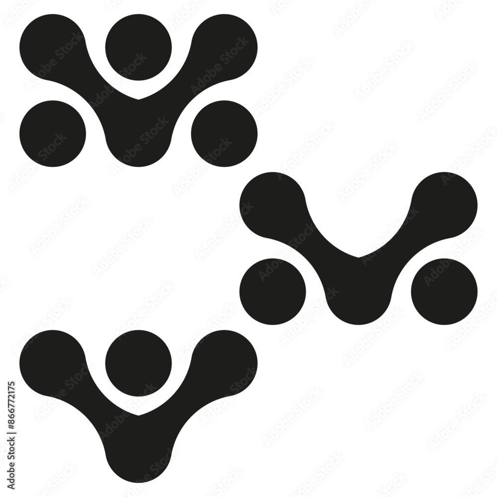 Abstract geometric icons. Three dot clusters. Symmetric black shapes. Vector design. Abstract geometric icons. Three dot clusters. Symmetric black shapes. Vector design.