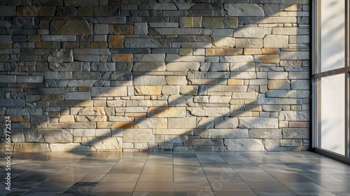 Polished stone wall piece with empty space photo