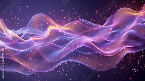   An image of a blue and purple smoke wave on a dark background, featuring air bubbles and stars