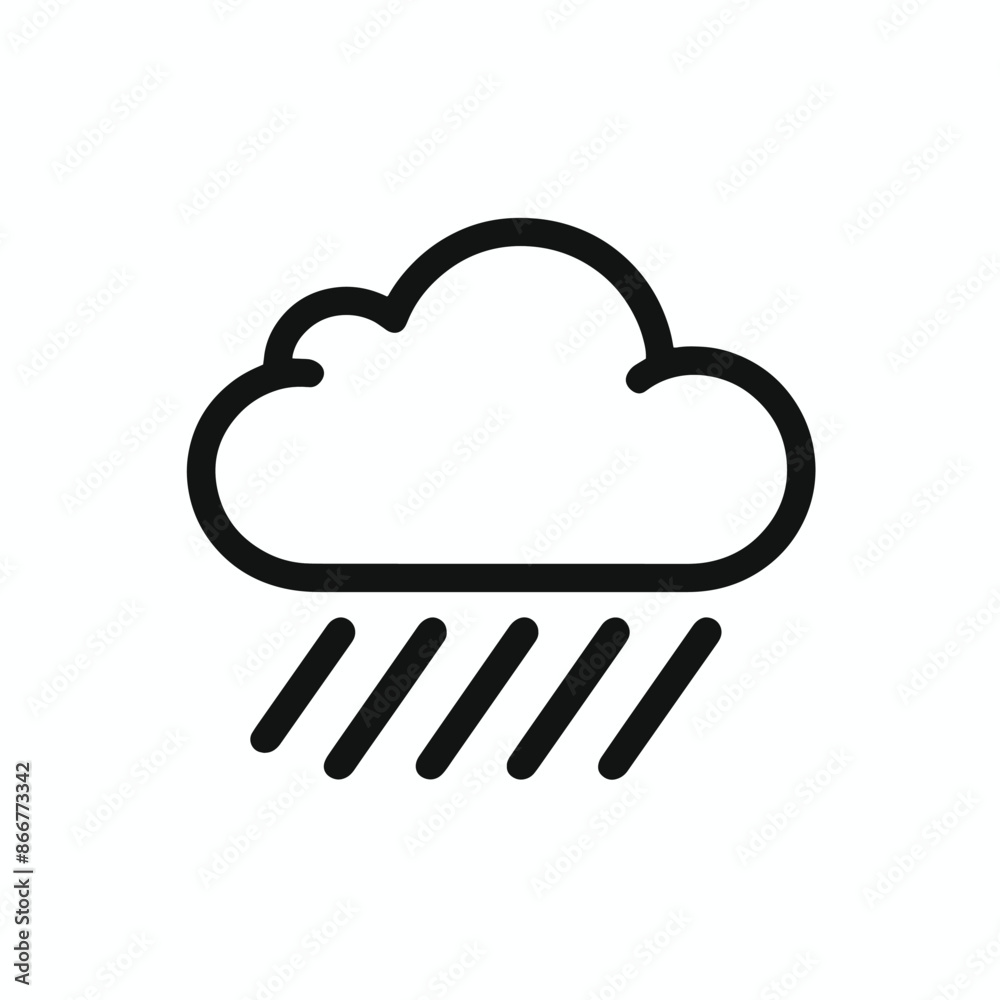 Cloud with Rain isolated realistic vector icon Cloud with Rain isolated realistic vector icon
