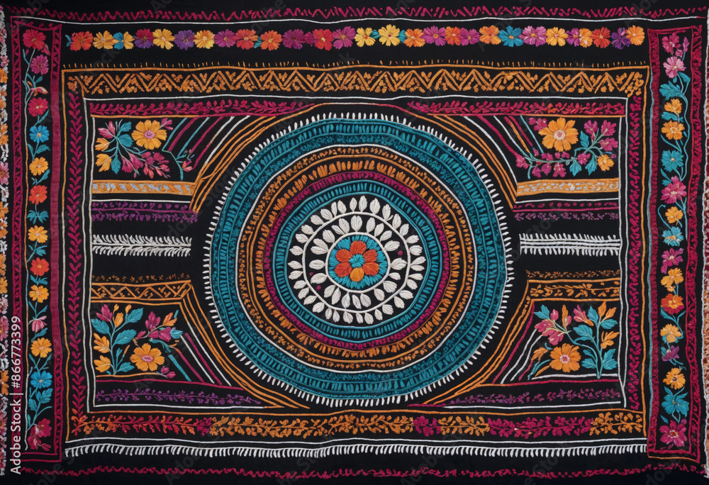 an embroidered hispanic traditional patterns wall hanging with colorful designs an embroidered hispanic traditional patterns wall hanging with colorful designs