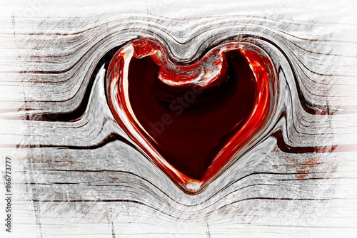 heart on wood planks background