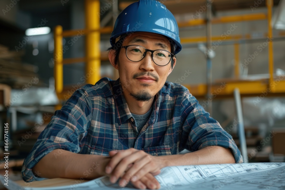 Portrait of a Japanese engineer designing a new recycling system, high detail, photorealistic, focused expression, studio lighting Portrait of a Japanese engineer designing a new recycling system, high detail, photorealistic, focused expression, studio lighting