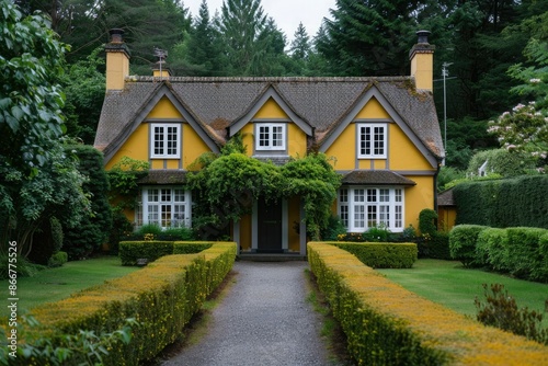 Wallpaper Mural A Sunlit Pathway To A Yellow Cottage Torontodigital.ca