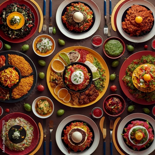 A table of Mexican foods. photo