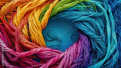 Multicolored Threads with Empty Space photo