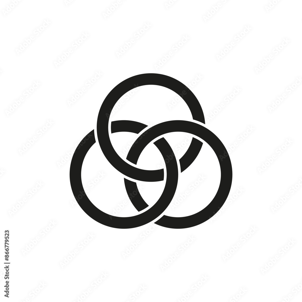 Interlocking rings icon. Abstract black circles. Geometric vector design. Simple symbolic shape. Interlocking rings icon. Abstract black circles. Geometric vector design. Simple symbolic shape.
