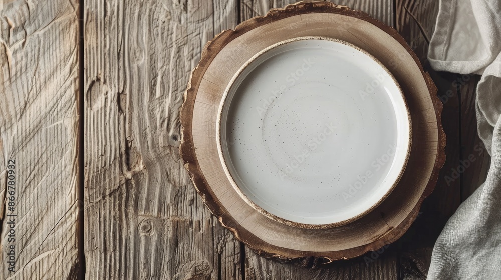 White ceramic platter separated on a wooden backdrop