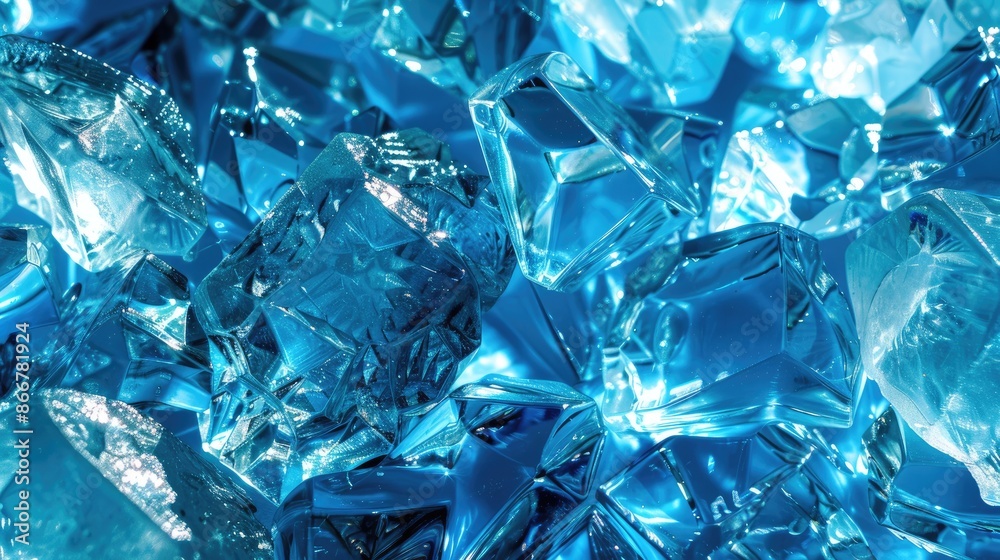 Glass crystals of blue water Glass crystals of blue water
