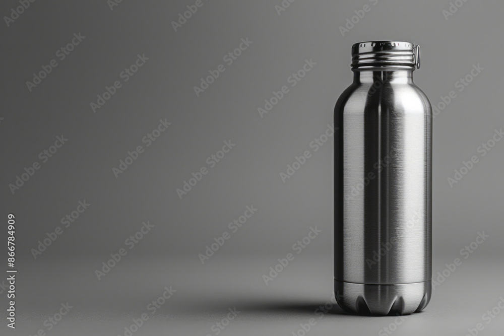 Minimalist image of a stainless steel water bottle, emphasizing zero-waste hydration, Minimalist image of a stainless steel water bottle, emphasizing zero-waste hydration,