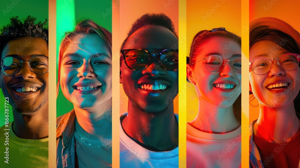 Obraz premium A group of people with different hair colors. Generate AI image