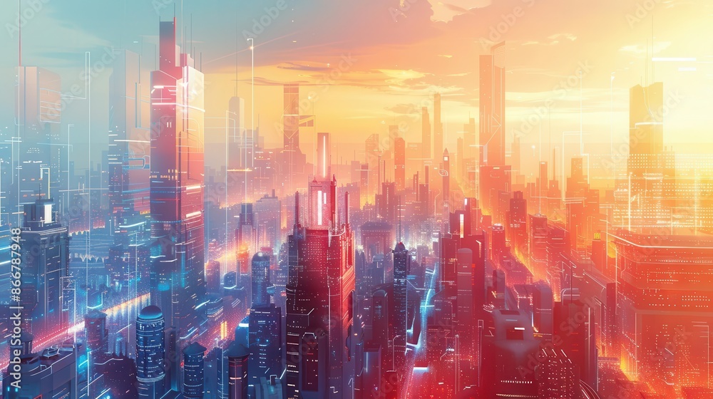 Fototapeta premium A cityscape with smart city features