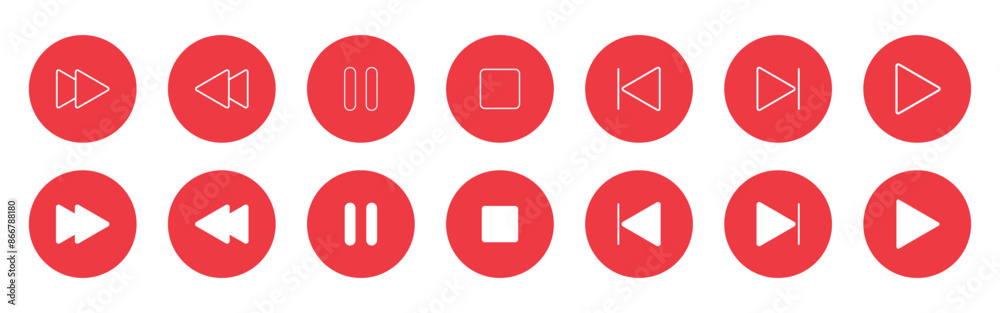 Red Black Reverse, Pause, Next, Forward, Skip Button Icon | High-Quality Vector Graphic for Media and Entertainment Red Black Reverse, Pause, Next, Forward, Skip Button Icon | High-Quality Vector Graphic for Media and Entertainment