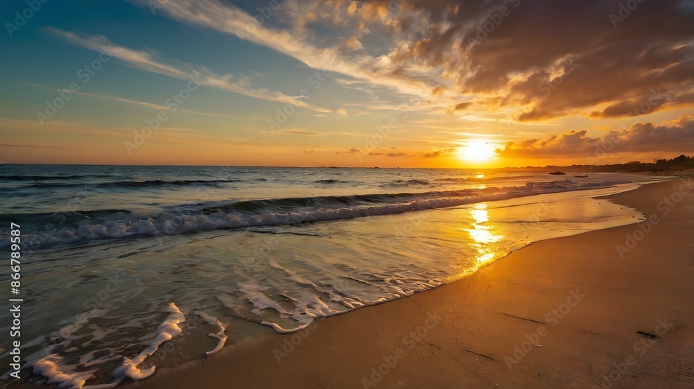 Fototapeta premium beautiful tropical beach on sunset