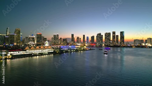 Wallpaper Mural Aerial view of night Miami Beach, South Beach at night. Miami seaside at dusk. Evening Miami Beach and cityscape. Coastline of Miami Beach night shot from the air drone. Night city. Torontodigital.ca