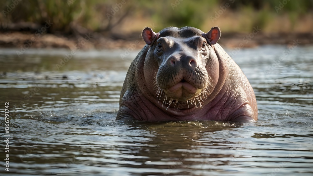 Fototapeta premium hippopotamus resting on water