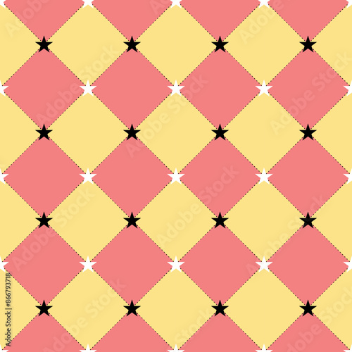 RockStar seamless pattern. geometric pastel pattern. Star with  square shape. Background  with line dot.