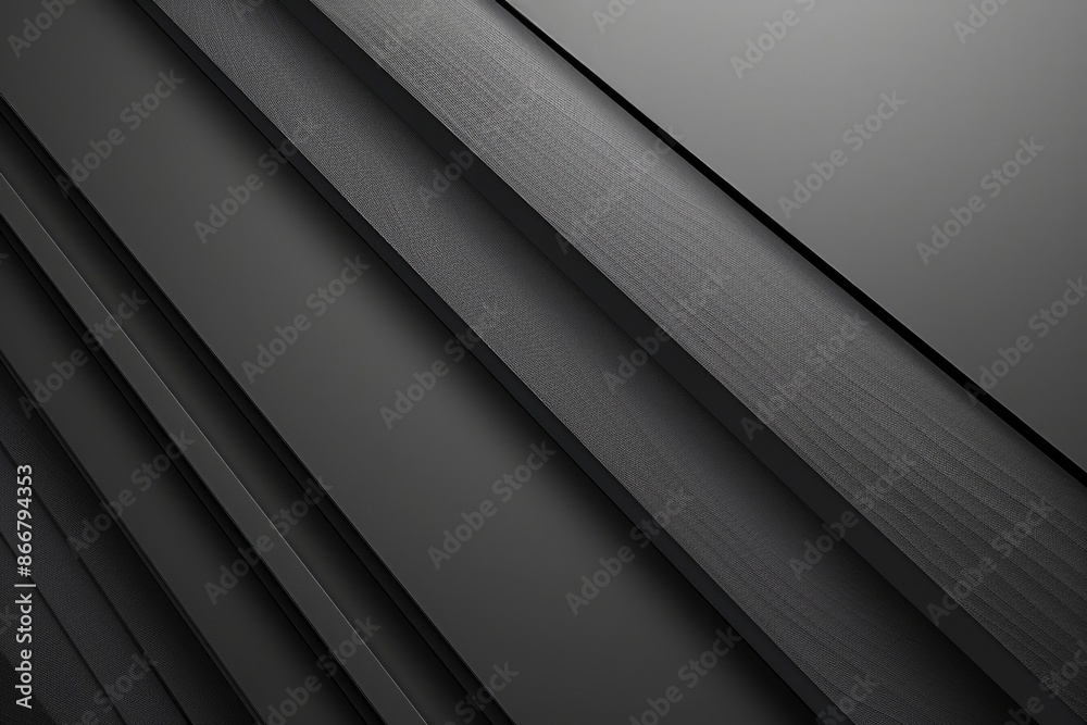 Obraz premium Grey Abstract. Dark Geometric Background with Monochrome Stripes and Corners in Minimal Style
