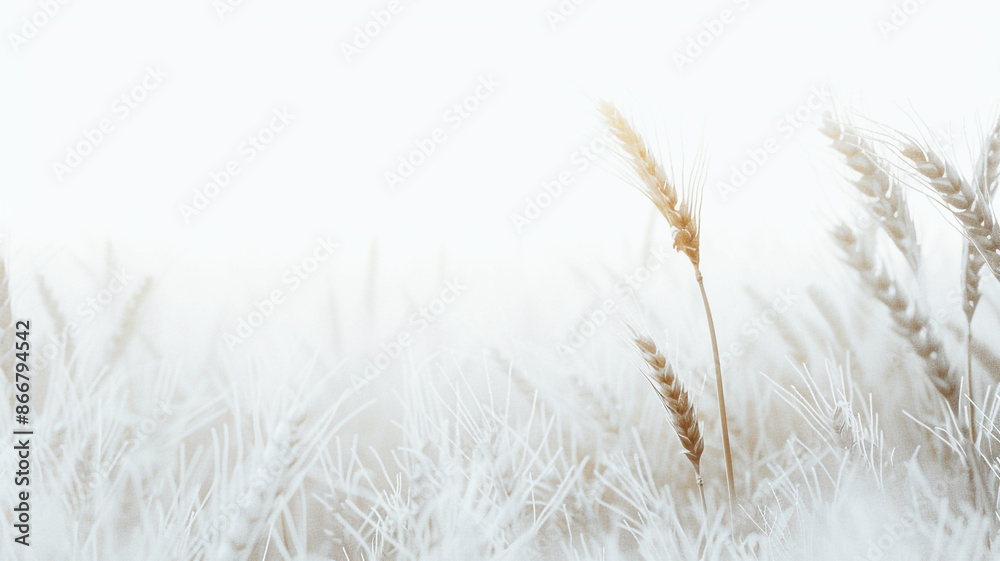 Closeup of wheat ears in a frosty morning, ideal for agriculture, nature, and winter themes. Closeup of wheat ears in a frosty morning, ideal for agriculture, nature, and winter themes.