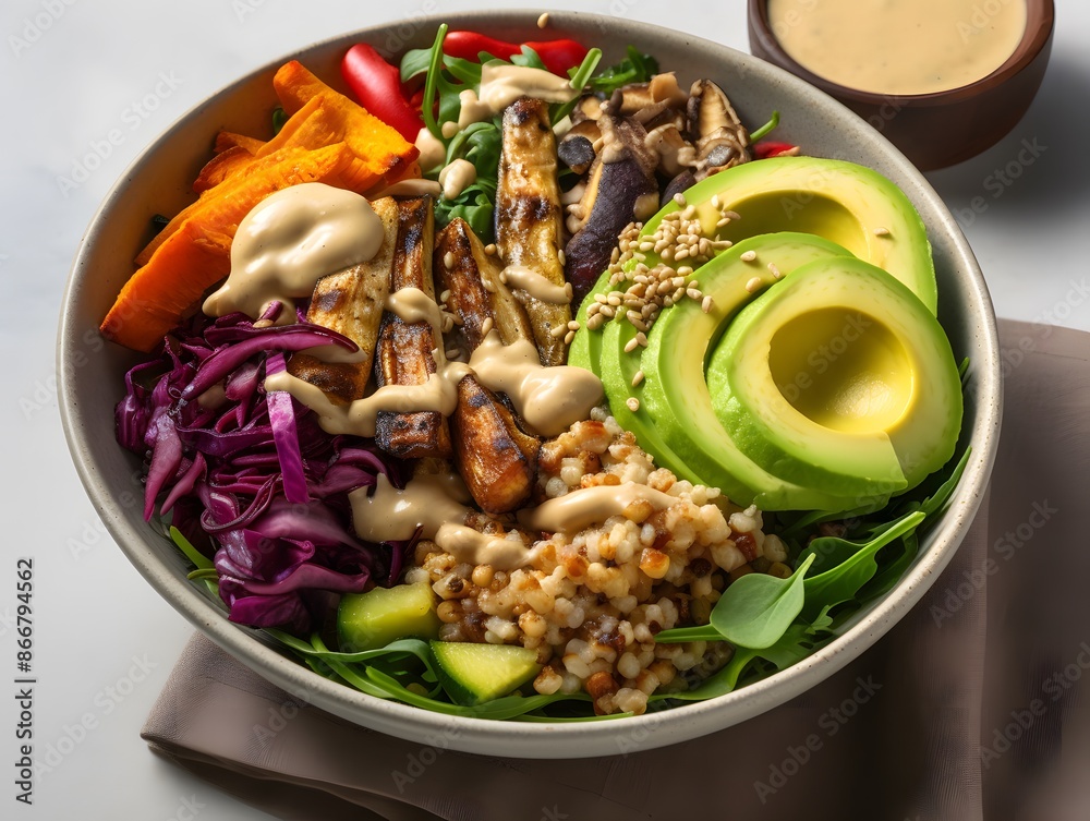 Vibrant Buddha Bowl with Avocado, Grilled Veggies, and Quinoa Vibrant Buddha Bowl with Avocado, Grilled Veggies, and Quinoa
