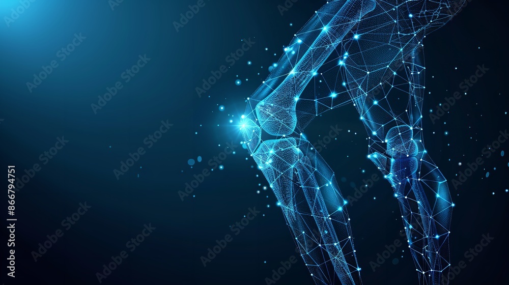 uman knee on a technology background uman knee on a technology background
