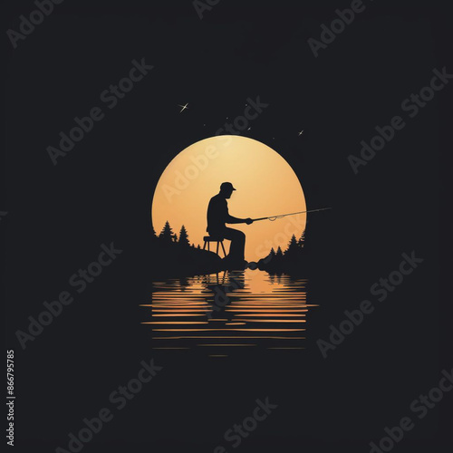 silhouette logo of an angler with a circle