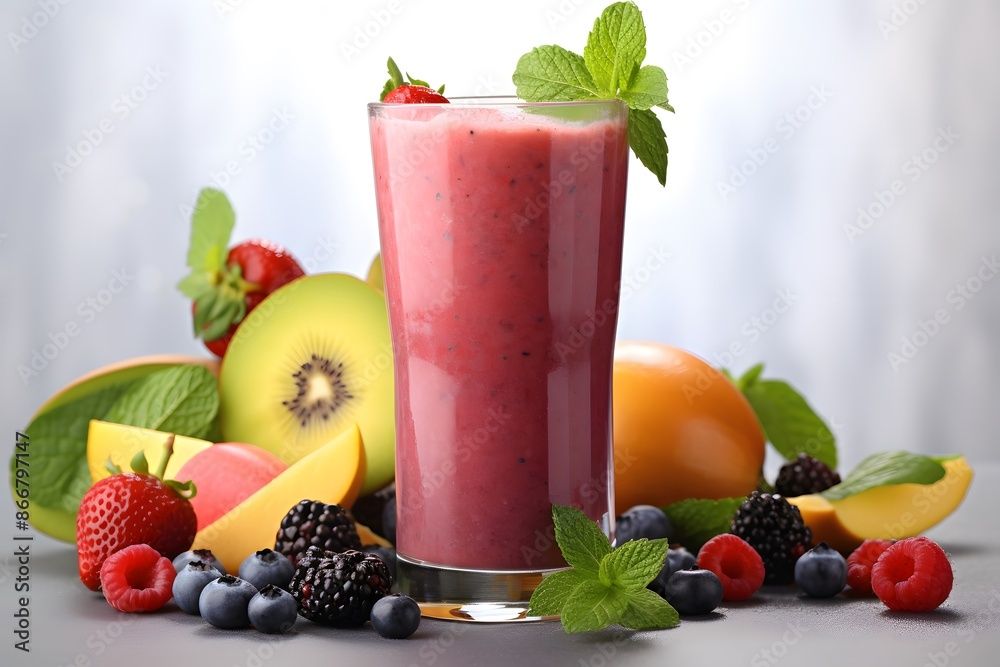 Refreshing Berry Smoothie with Fresh Tropical Fruits