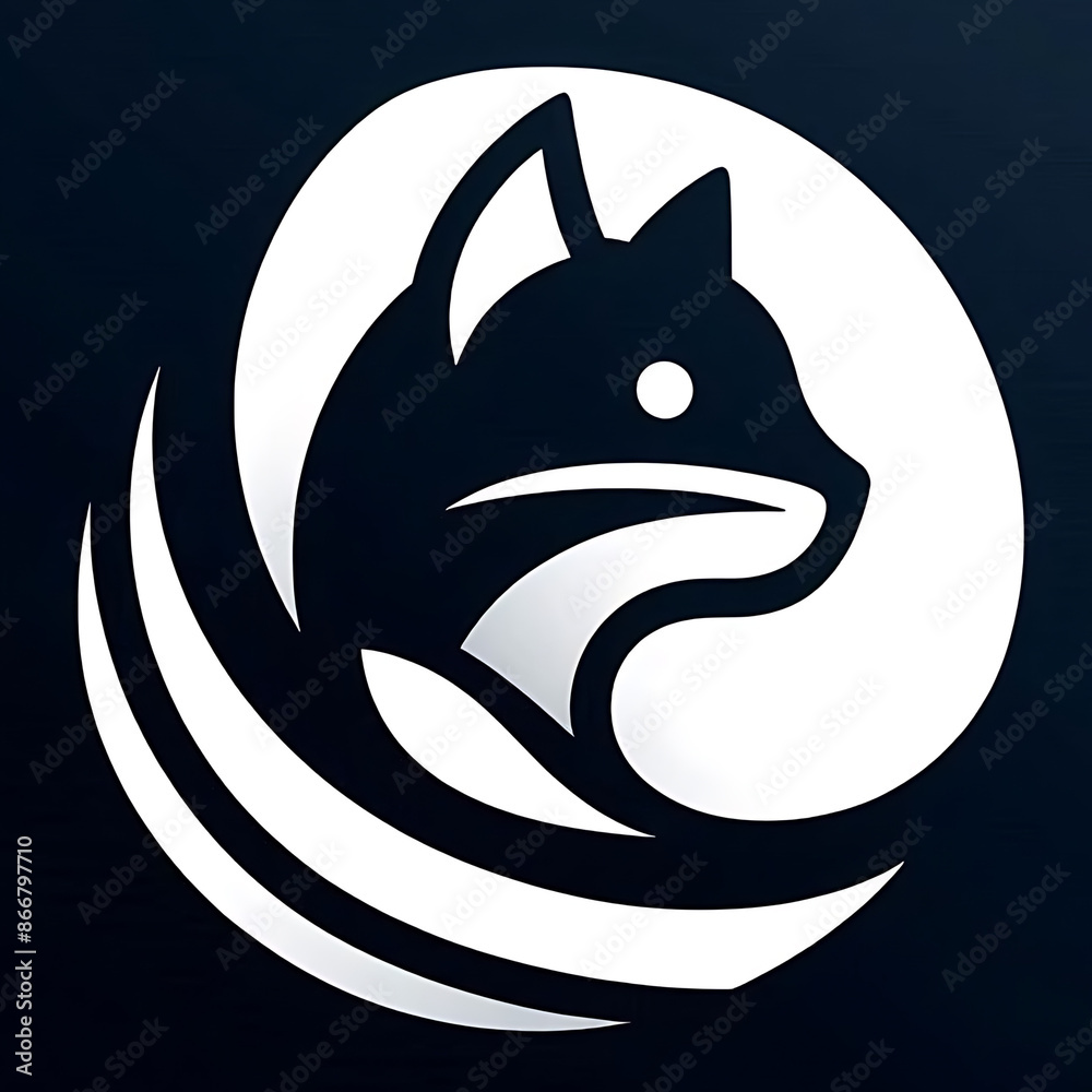 Design a logo that captures the essence of a black and white cat in a minimalist and elegant abstract form. - 9 Design a logo that captures the essence of a black and white cat in a minimalist and elegant abstract form. - 9