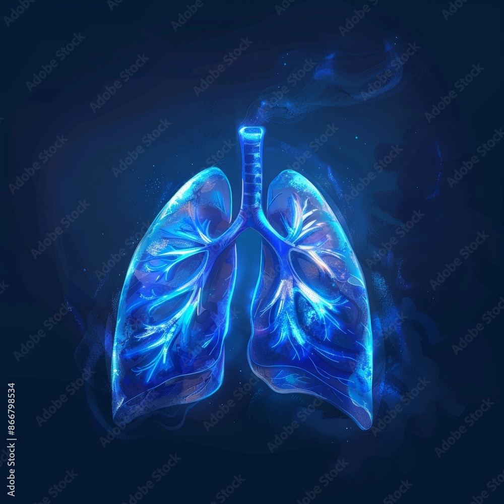 Detailed Lung Visualization in Futuristic Medical Tech Detailed Lung Visualization in Futuristic Medical Tech