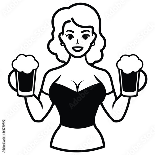 attractive pin-up style women with beer glass mug evoking classic Americana vibes