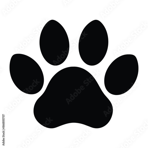 Black silhouette of a paw print, isolated.