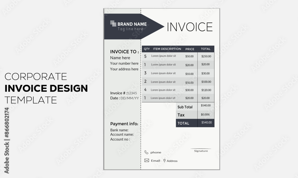 Minimal flyer template design or modern and clean business invoice template design layout . Minimal flyer template design or modern and clean business invoice template design layout .