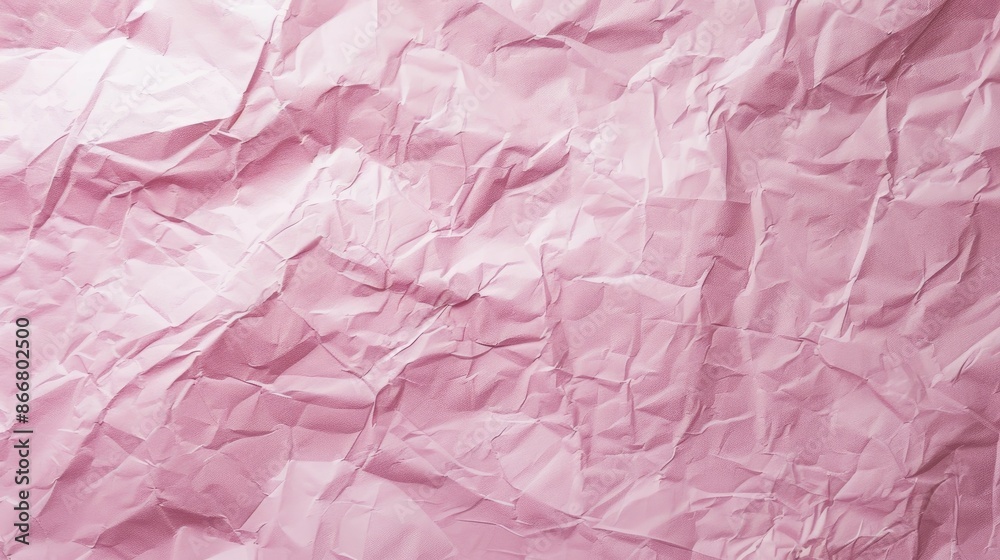 Fototapeta premium Iron on Pastel Pink Wrinkled Paper with Copyspace Minimalist Top View