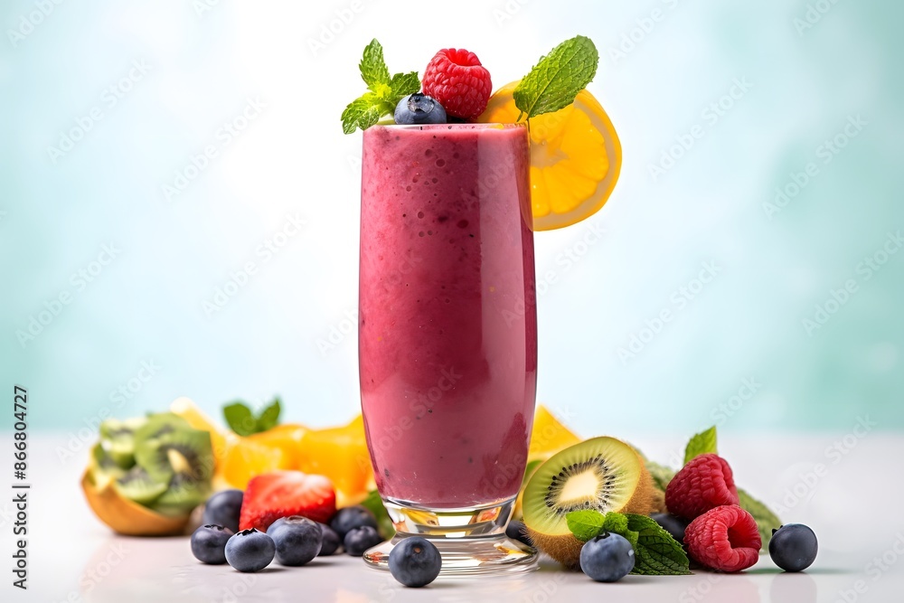 Refreshing Berry Smoothie with Fresh Tropical Fruits Refreshing Berry Smoothie with Fresh Tropical Fruits