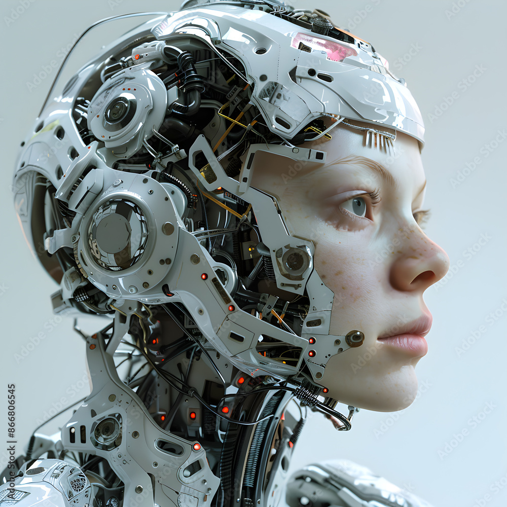 Fototapeta premium the head of the cyborg