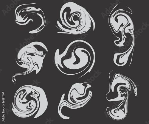 vector set of puff smoke elements