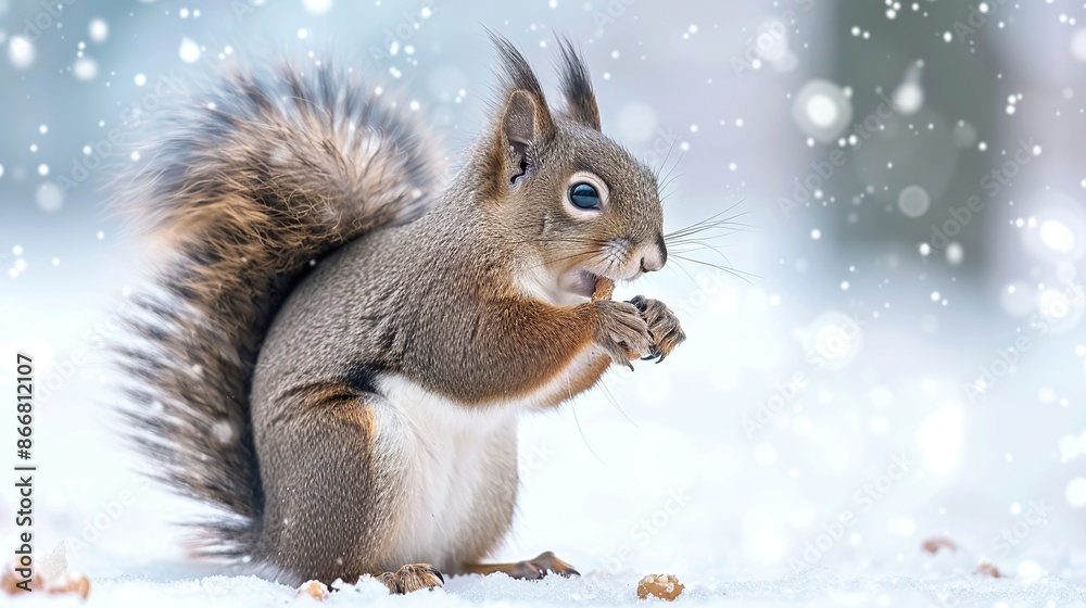 Squirrel Enjoying a Snack in the Winter Wonderland Squirrel Enjoying a Snack in the Winter Wonderland