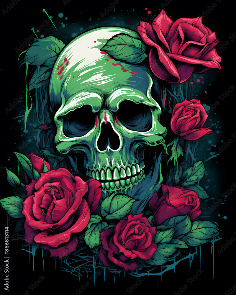 Skull and Roses flower lurked in the shadows Skull and Roses flower lurked in the shadows