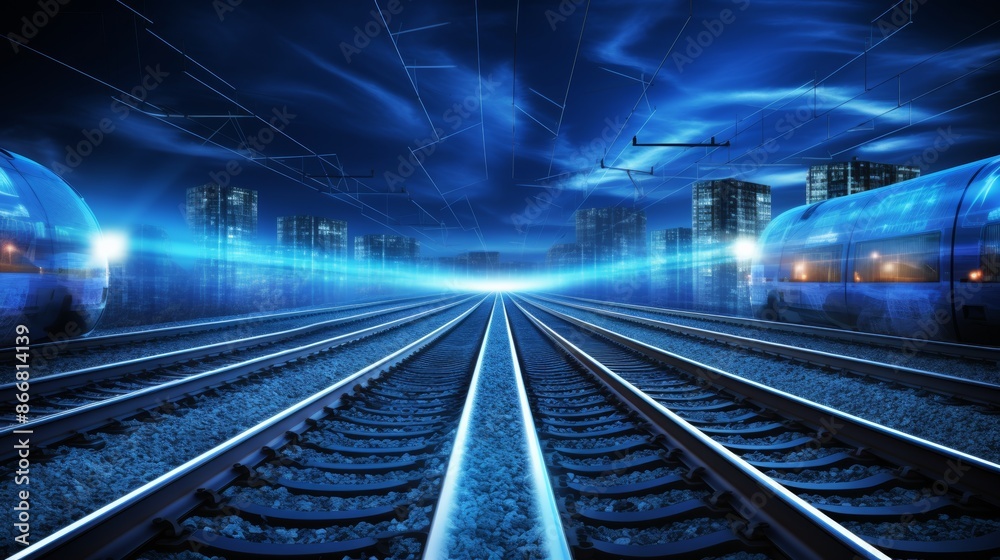 Fototapeta premium Railway innovation integrating traffic network with advanced technology for efficient transportation