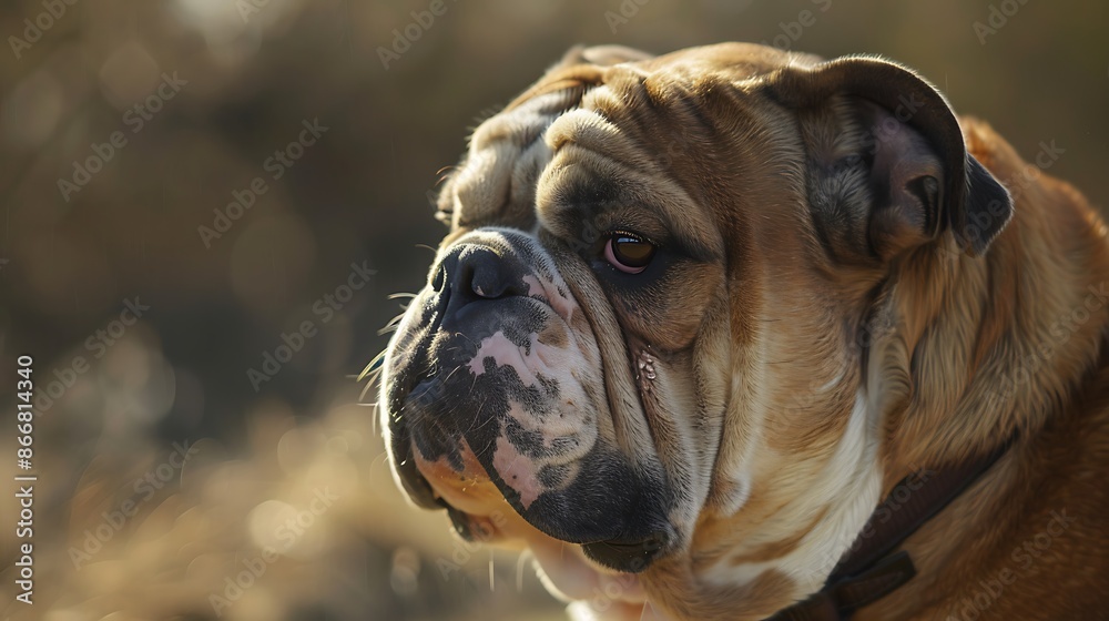 Visual aid on the Bulldog Canis lupus familiaris illustrating its origins in England distinctive wrinkled face and gentle demeanor with visuals of its short sturdy body and various color patterns Visual aid on the Bulldog Canis lupus familiaris illustrating its origins in England distinctive wrinkled face and gentle demeanor with visuals of its short sturdy body and various color patterns